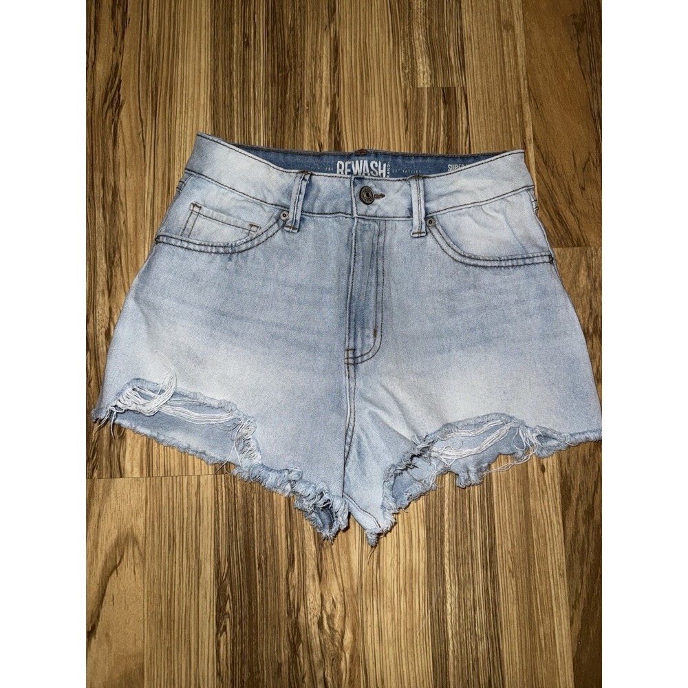 Rewash Womens Shorts Size 7 28 Blue Denim Stretch High Rise‎ Cheeky Hot Pants